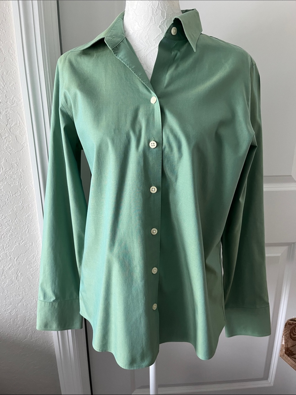 Eddie Bauer Sage Green Long-Sleeve Button-Down Shirt NWOT Wrinkle Resistant